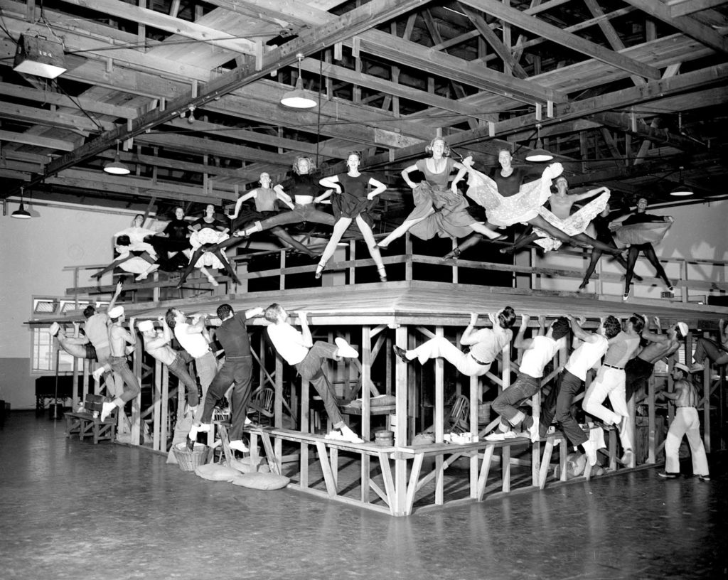 A photo from the 1956 film rehearsals of Carousel.