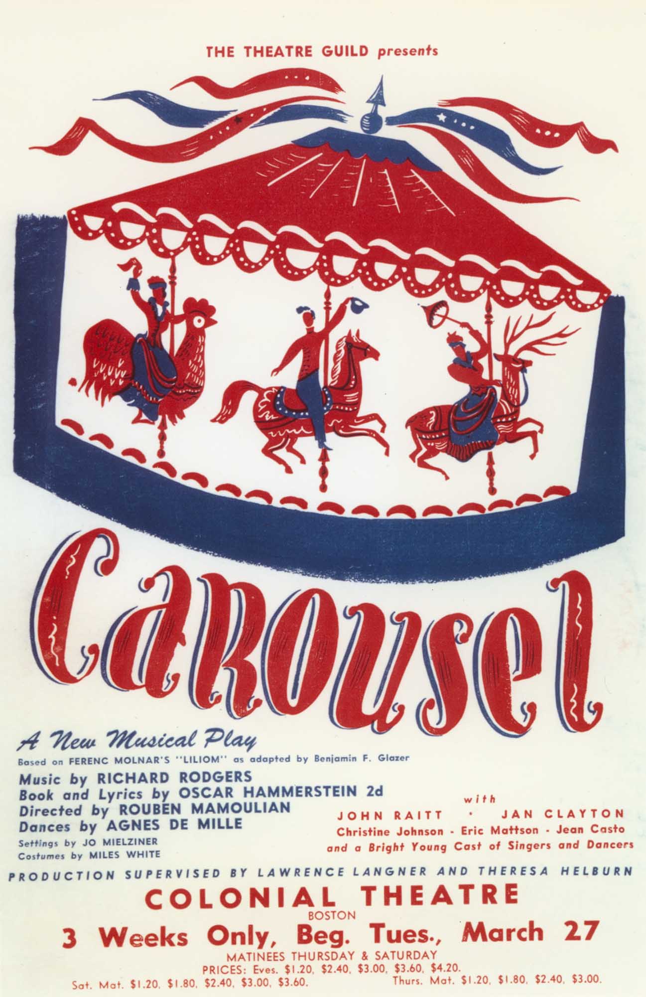A poster from the 1945 Boston production of Carousel.