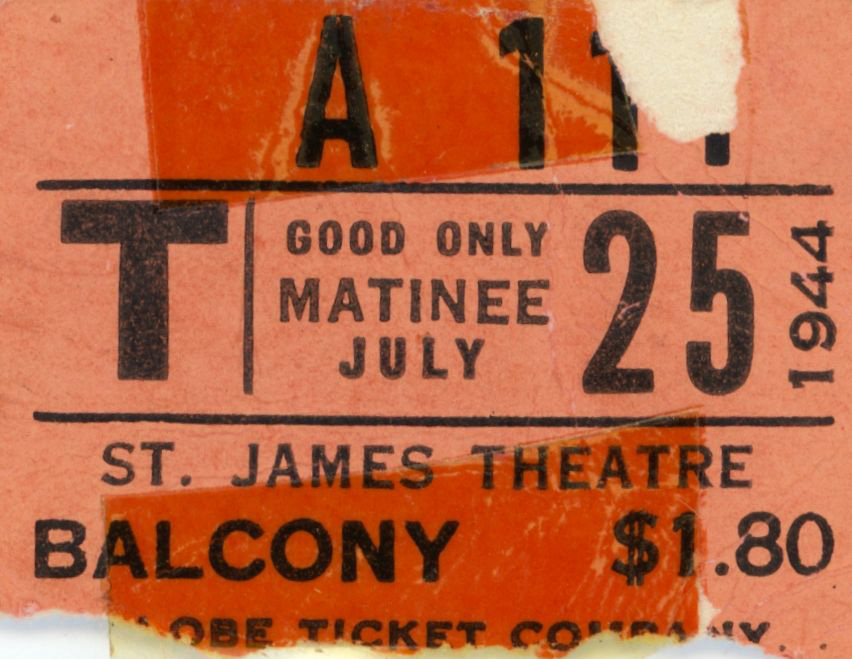 A ticket to the 1943 Broadway production of Oklahoma!.